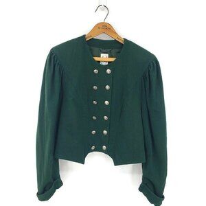 Vintage Gossi Salzburg Green Wool Jacket Womens 40 Blouse Double Breasted